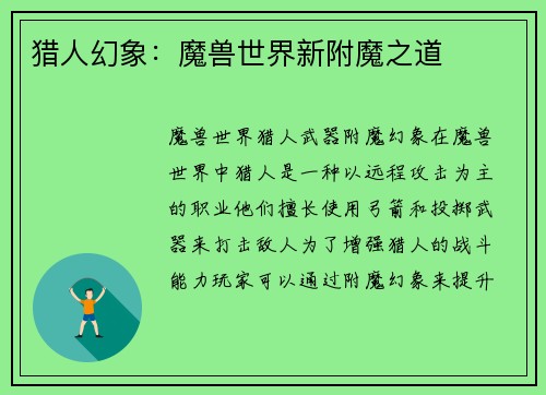 猎人幻象：魔兽世界新附魔之道
